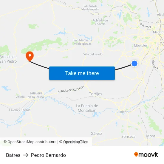 Batres to Pedro Bernardo map