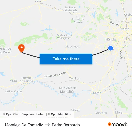 Moraleja De Enmedio to Pedro Bernardo map