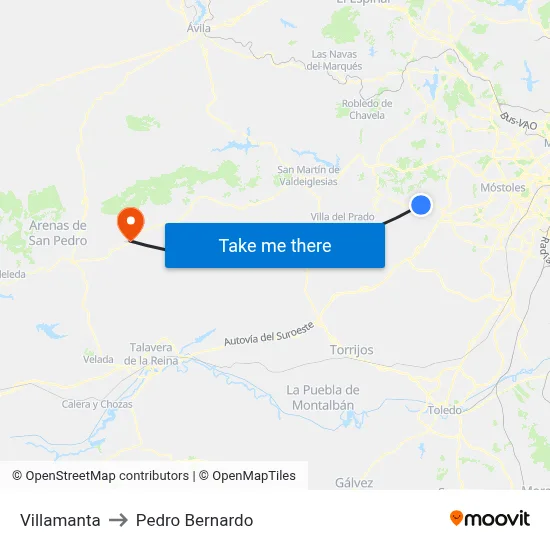 Villamanta to Pedro Bernardo map