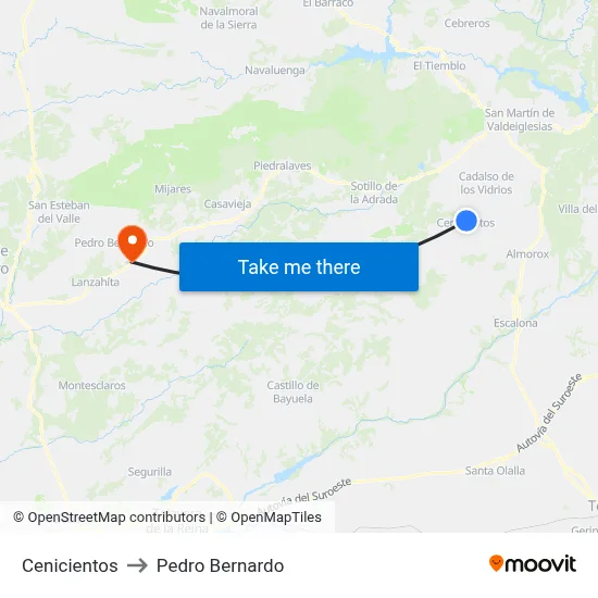 Cenicientos to Pedro Bernardo map