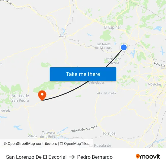 San Lorenzo De El Escorial to Pedro Bernardo map
