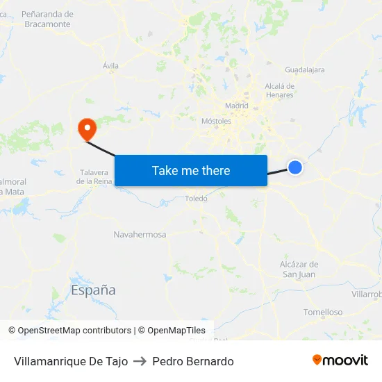 Villamanrique De Tajo to Pedro Bernardo map