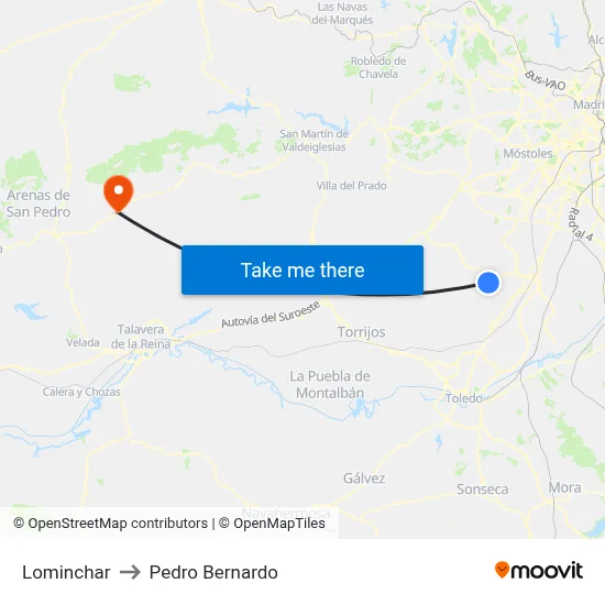 Lominchar to Pedro Bernardo map