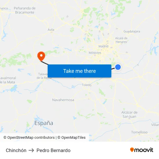 Chinchón to Pedro Bernardo map