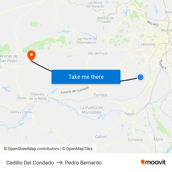 Cedillo Del Condado to Pedro Bernardo map