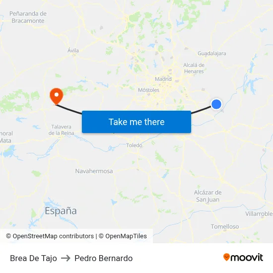 Brea De Tajo to Pedro Bernardo map