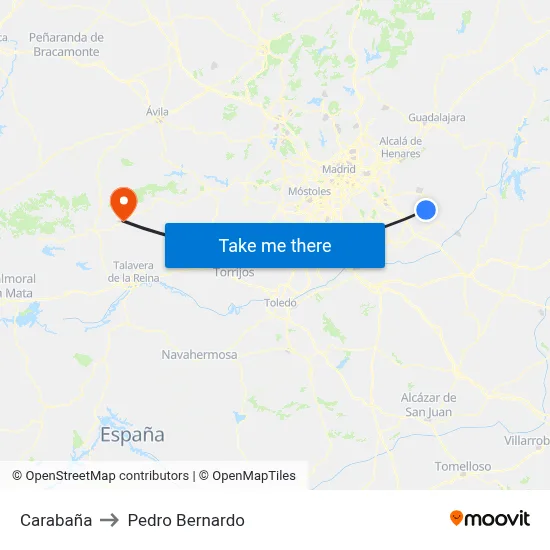 Carabaña to Pedro Bernardo map