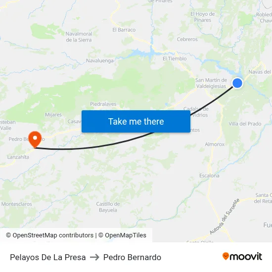 Pelayos De La Presa to Pedro Bernardo map