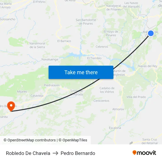 Robledo De Chavela to Pedro Bernardo map
