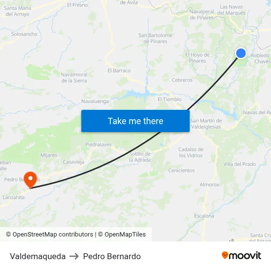 Valdemaqueda to Pedro Bernardo map