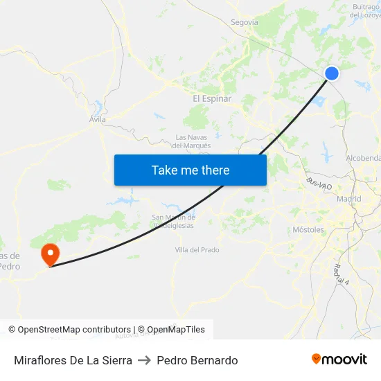 Miraflores De La Sierra to Pedro Bernardo map