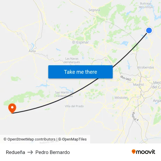 Redueña to Pedro Bernardo map