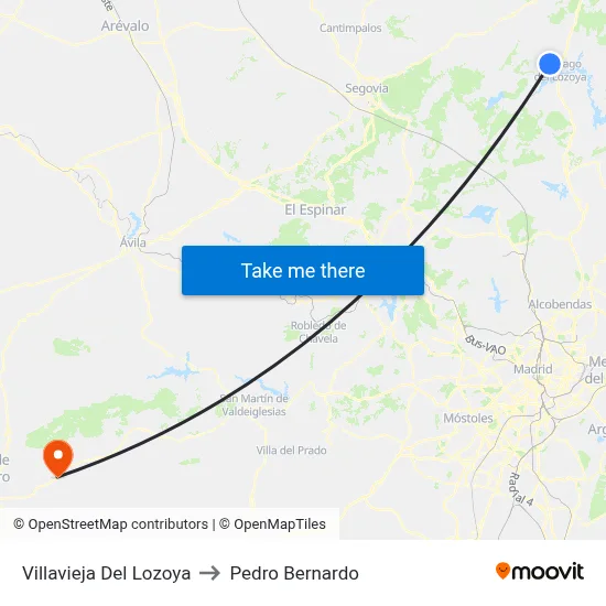 Villavieja Del Lozoya to Pedro Bernardo map