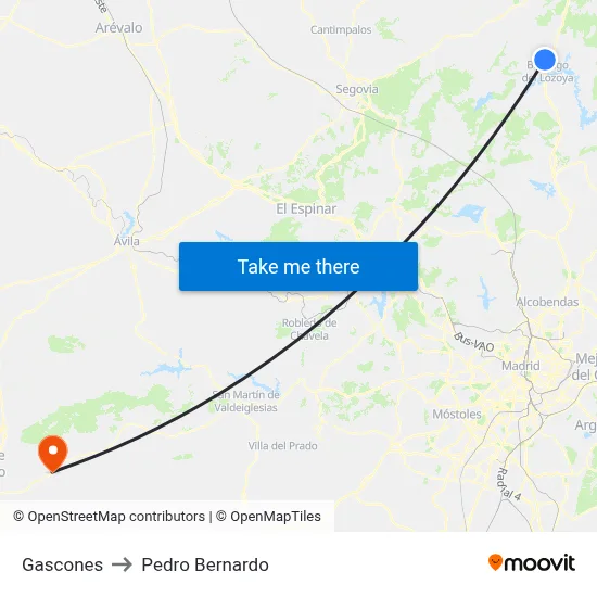 Gascones to Pedro Bernardo map