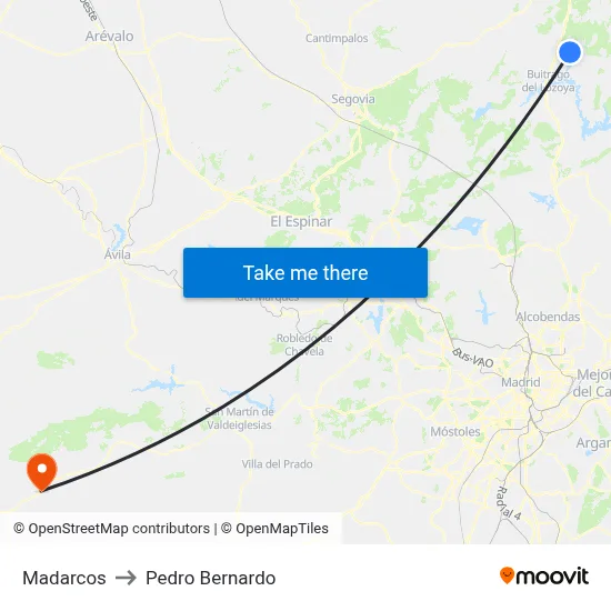 Madarcos to Pedro Bernardo map