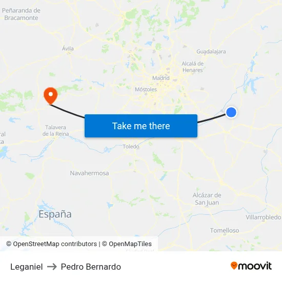 Leganiel to Pedro Bernardo map