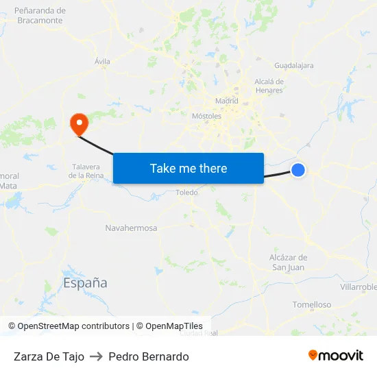 Zarza De Tajo to Pedro Bernardo map