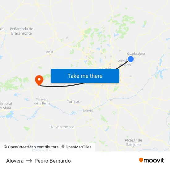 Alovera to Pedro Bernardo map