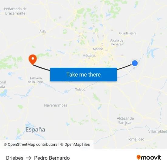 Driebes to Pedro Bernardo map