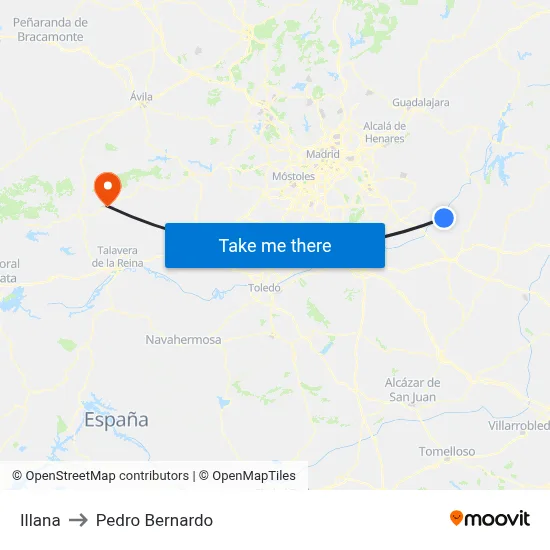 Illana to Pedro Bernardo map