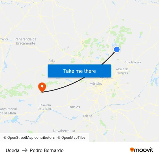 Uceda to Pedro Bernardo map