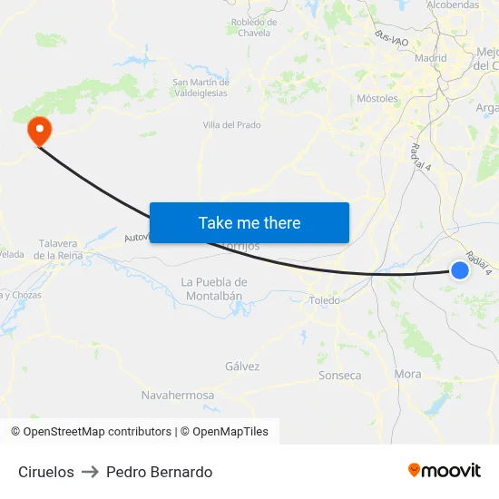 Ciruelos to Pedro Bernardo map