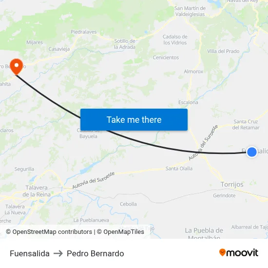 Fuensalida to Pedro Bernardo map