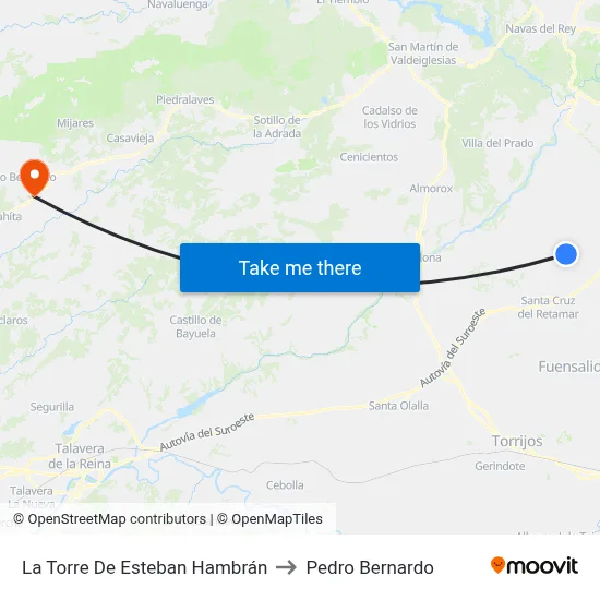 La Torre De Esteban Hambrán to Pedro Bernardo map