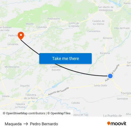 Maqueda to Pedro Bernardo map