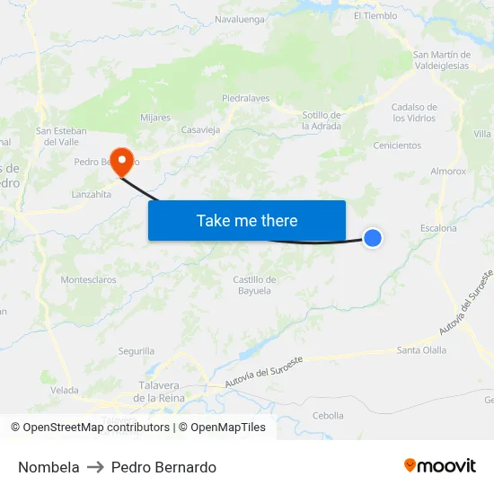 Nombela to Pedro Bernardo map