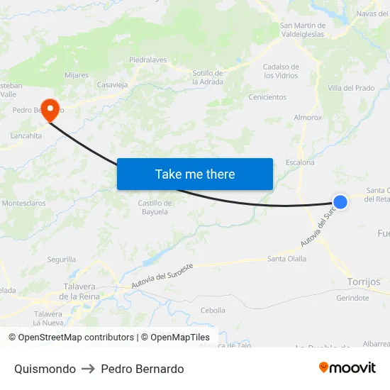 Quismondo to Pedro Bernardo map