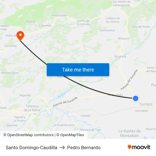 Santo Domingo-Caudilla to Pedro Bernardo map