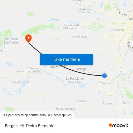 Bargas to Pedro Bernardo map