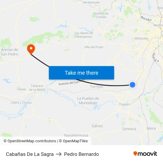 Cabañas De La Sagra to Pedro Bernardo map