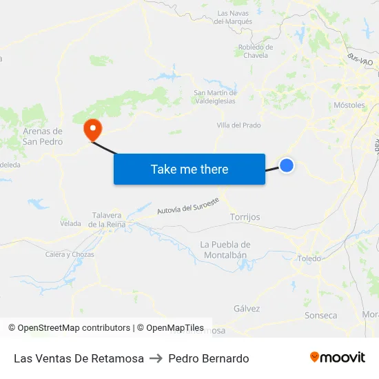 Las Ventas De Retamosa to Pedro Bernardo map