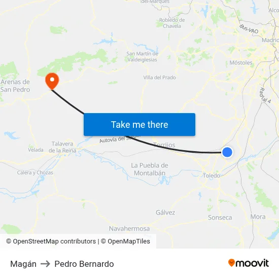 Magán to Pedro Bernardo map