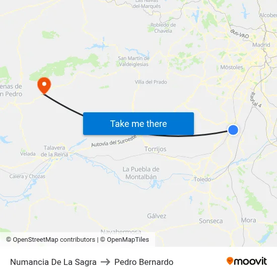 Numancia De La Sagra to Pedro Bernardo map