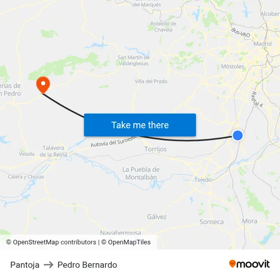 Pantoja to Pedro Bernardo map