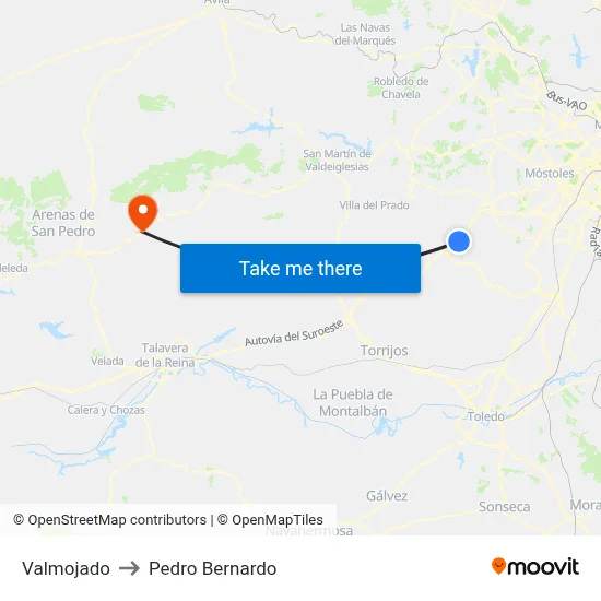 Valmojado to Pedro Bernardo map