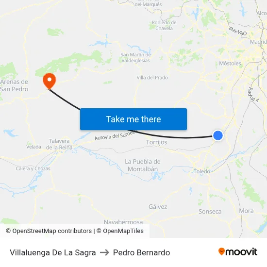 Villaluenga De La Sagra to Pedro Bernardo map