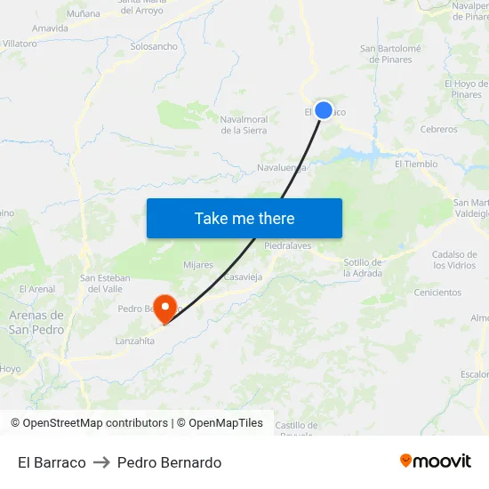 El Barraco to Pedro Bernardo map
