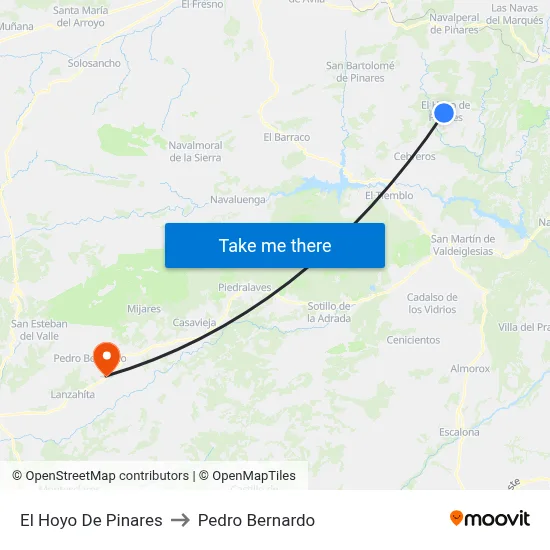 El Hoyo De Pinares to Pedro Bernardo map