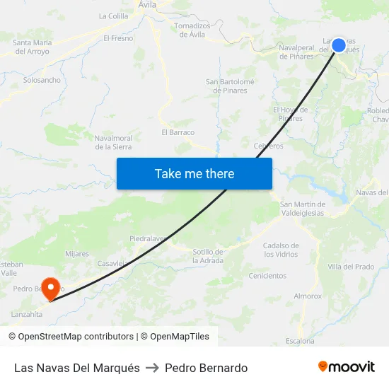 Las Navas Del Marqués to Pedro Bernardo map