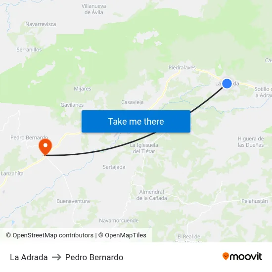 La Adrada to Pedro Bernardo map