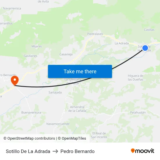 Sotillo De La Adrada to Pedro Bernardo map