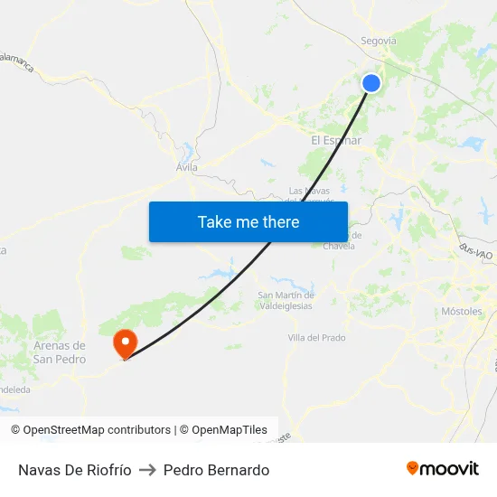 Navas De Riofrío to Pedro Bernardo map