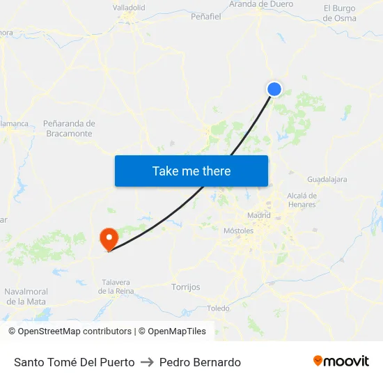 Santo Tomé Del Puerto to Pedro Bernardo map