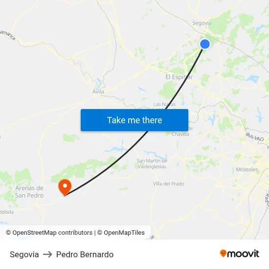 Segovia to Pedro Bernardo map
