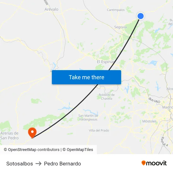 Sotosalbos to Pedro Bernardo map