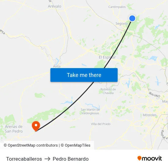 Torrecaballeros to Pedro Bernardo map